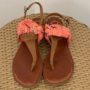 Fergalicious Pink Cloth and Brown Sandals Flats